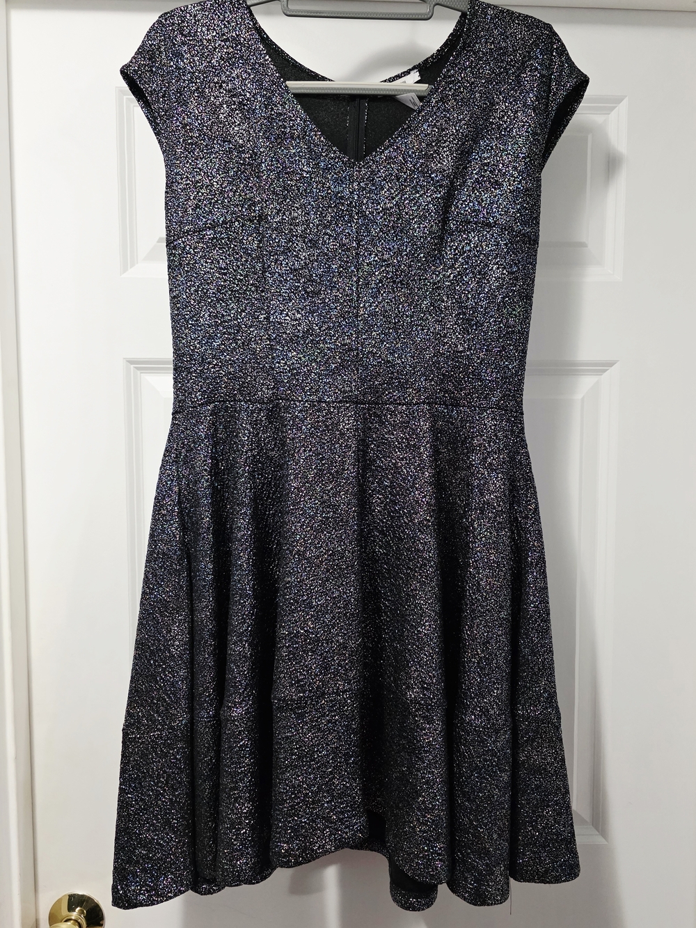 Bar III Black Iridescent Sparkle Fit & Flare Mini Dress